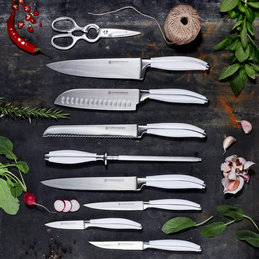 Knife Set With Block, KNIFAST Full Tang 17-Pieces Kitchen Knife Set With  Block Wooden German Stainless Steel Cutlery With Knife Sharpener & 6 Steak