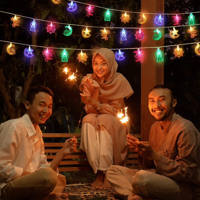 Hiboom 2 Pack 19.6ft 30 LED Ramadan Mubarak Eid String Light, Moon