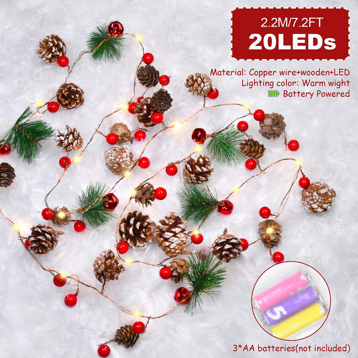 20 LEDs Colored String Lights, 7.22ft, Battery Powered, Two Modes - Multi