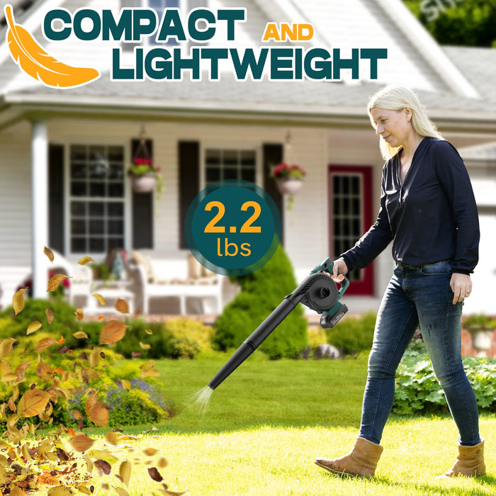  Cordless Leaf Blower,20V Handheld Electric Leaf Blower with 2 x  2.0Ah Battery & Fast Charger, 2 Speed Mode, Lightweight Battery Powered  Leaf Blowers for Lawn Care, Patio, Yard, Sidewalk : Patio