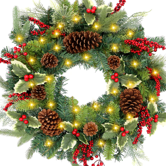 Large Heart Wreath Christmas Wreaths For Front Door With Lights Artificial