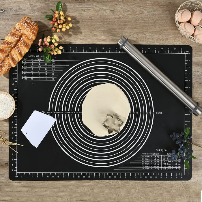 Non-slip Silicone Pastry Mat Extra Large with Measurements 16''By 26'' for  Silicone Baking Mat, Counter Mat, Dough Rolling Mat,Oven Liner,Fondant/Pie  Crust Mat By Folksy Super Kitchen Red 