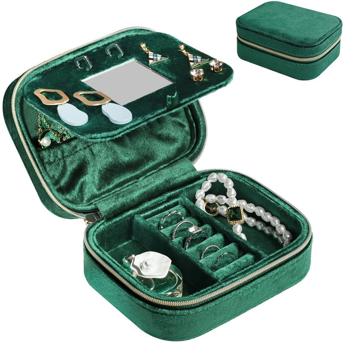  Plush Velvet Travel Jewelry Box Organizer, Travel Jewelry Case,  Jewelry Travel Organizer, Small Jewelry Box for Women, Jewelry Travel Case