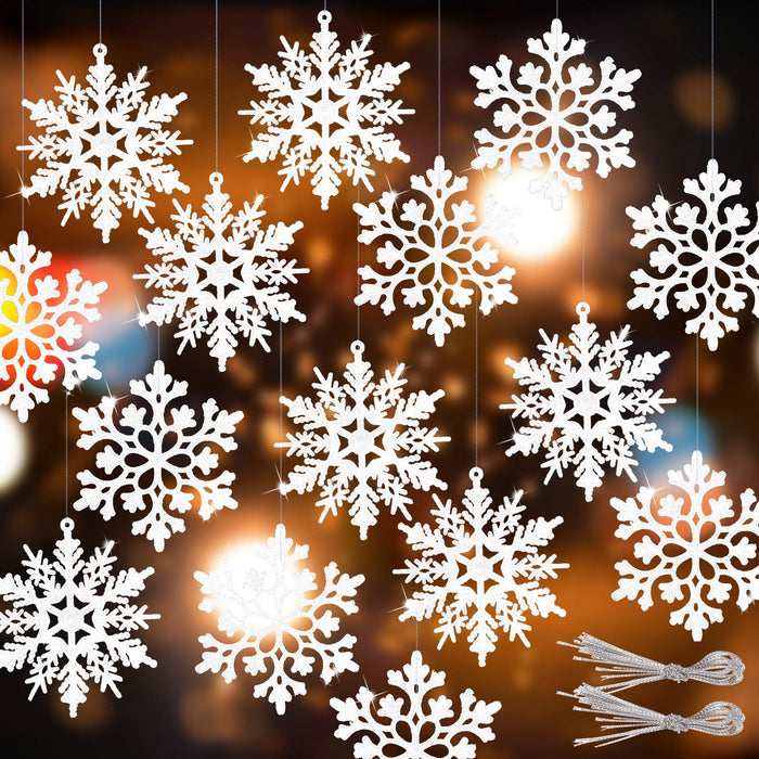 RECUTMS Winter Christmas Hanging Snowflake Decorations - 40Pcs