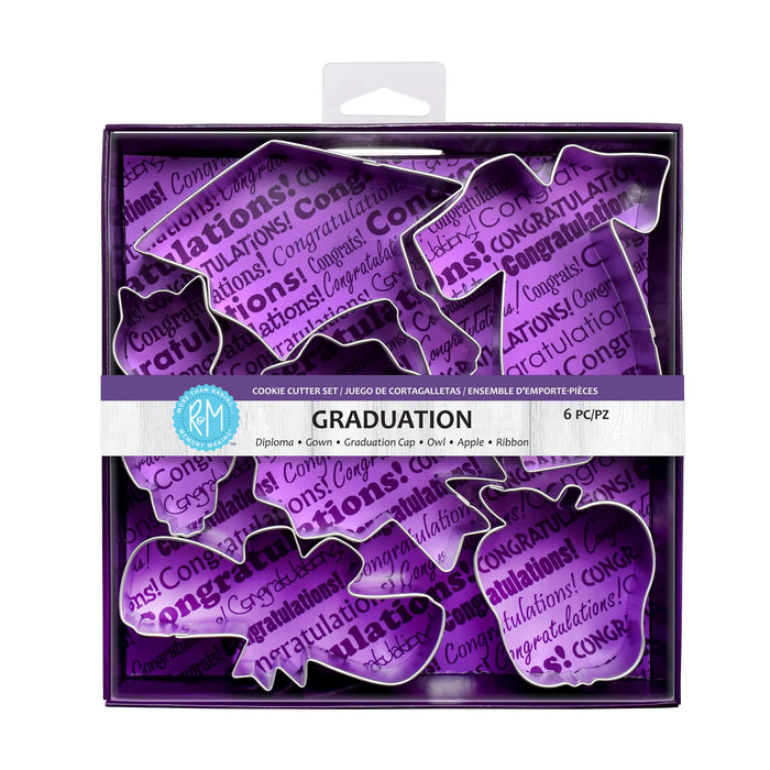 R&M International Graduation Cookie Cutter Set, 1-Pack, Silver