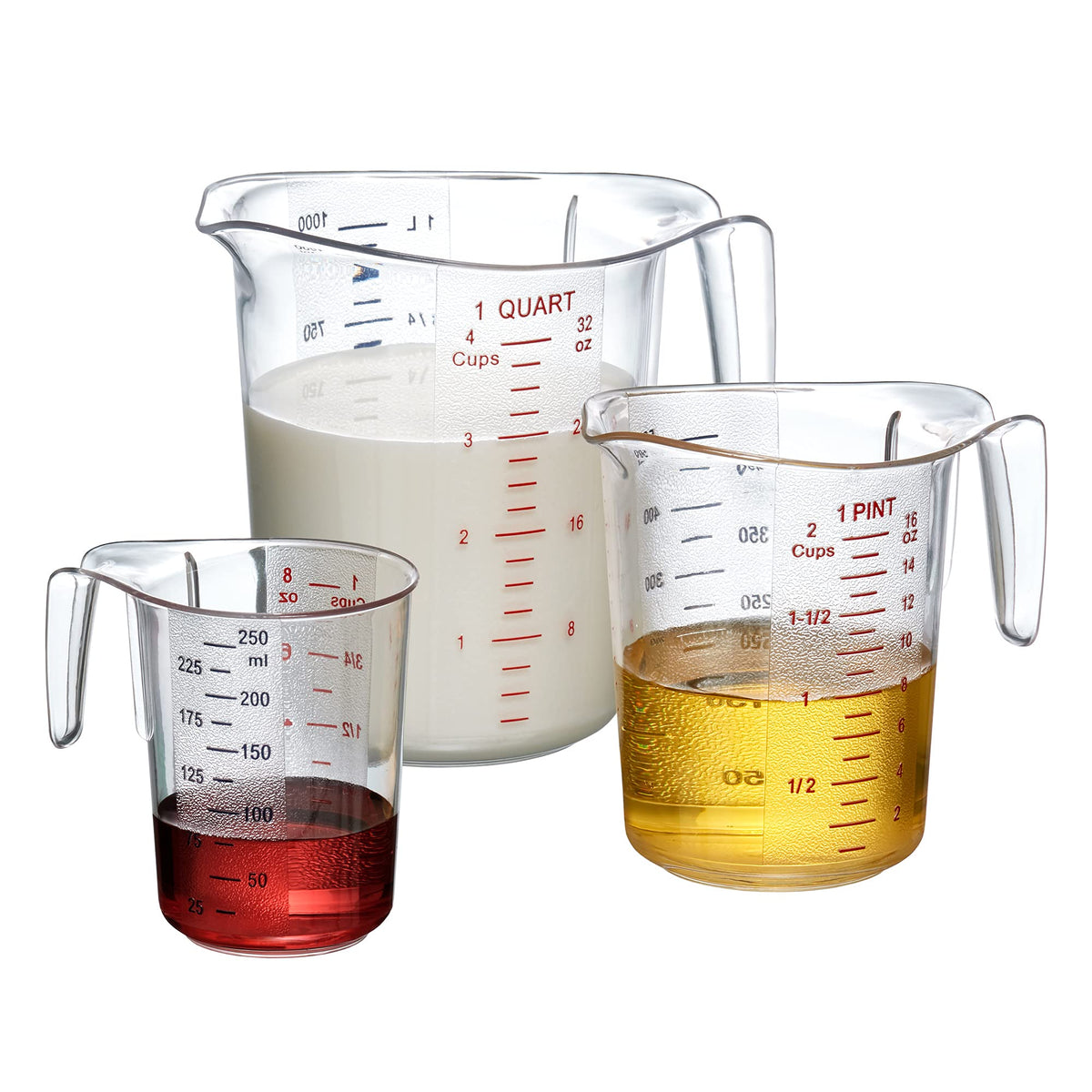 3Pcs Plastic Measuring Cup Clear Measuring Jug Set: 1000Ml & 500Ml