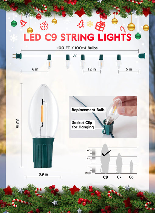 C9 Clear Christmas String Light Set - Outdoor Christmas Light String - —  CHIMIYA