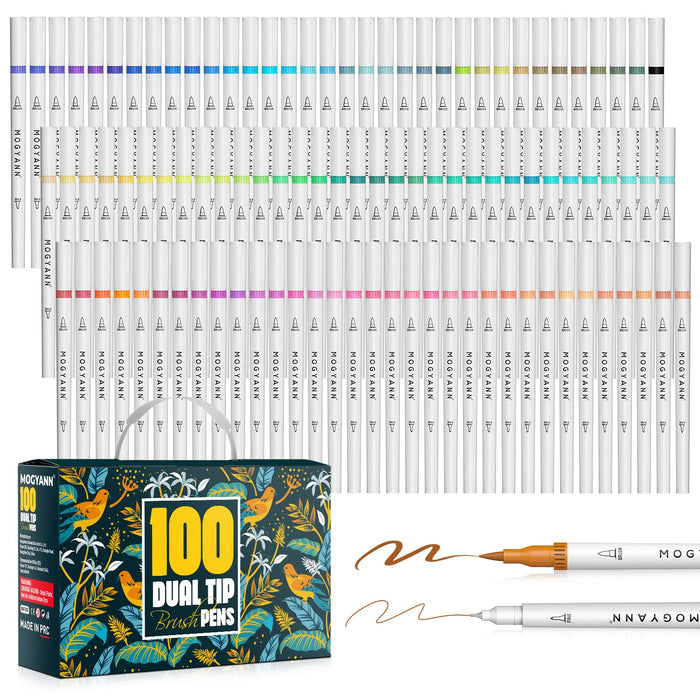Mogyann Dual Tip Brush Pens, 100 Coloring Pens Set Art Supplies for Ad —  CHIMIYA