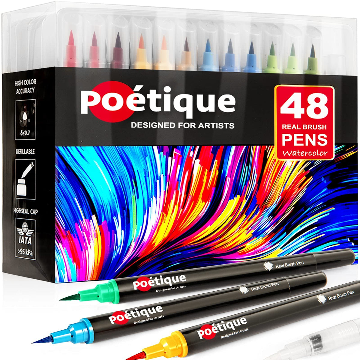 Colorya Watercolor Brush Pens - 50 Real Nylon Tip Art Pens & 2 Water Tank  Brushes - Watercolor Pens for Adult Coloring Books, Watercolor Painting