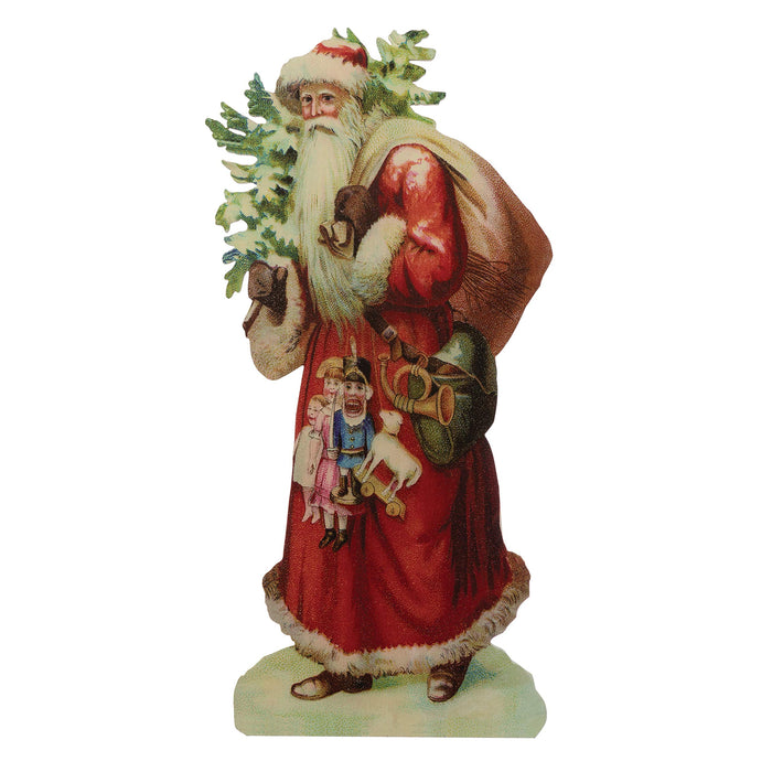 Creative CoOp 153/4"L x 311/2"W MDF Vintage Reproduction Santa Claus on Easel, Multi Color (Hangs or Sits) Figures and Figurines