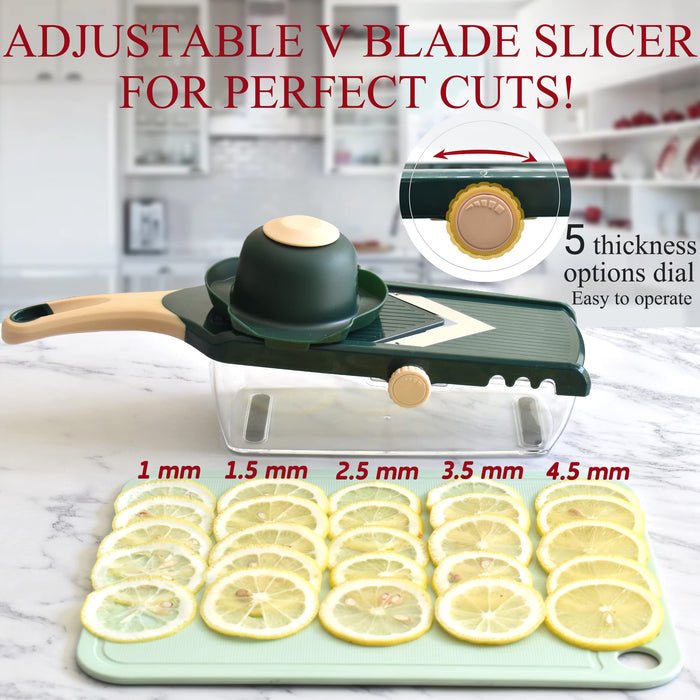 NACOLUS Adjustable Mandoline Slicer for Kitchen,Ultra Sharp V-blade Vegetable Slicer with Container,Slicer Vegetable Cutter