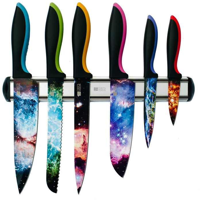 CHEF'S VISION Jurassic Knife Set Bundle With BEHOLD Wall-Mounted Magnetic  Holder Silver