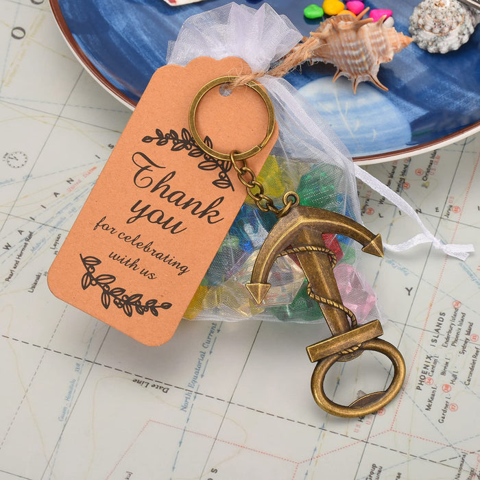 50pcs Anchor Keychain Bottle Opener Wedding Party Decoration, Perfect for Birthday Party, Baby Shower Give Back Guest , Nautical