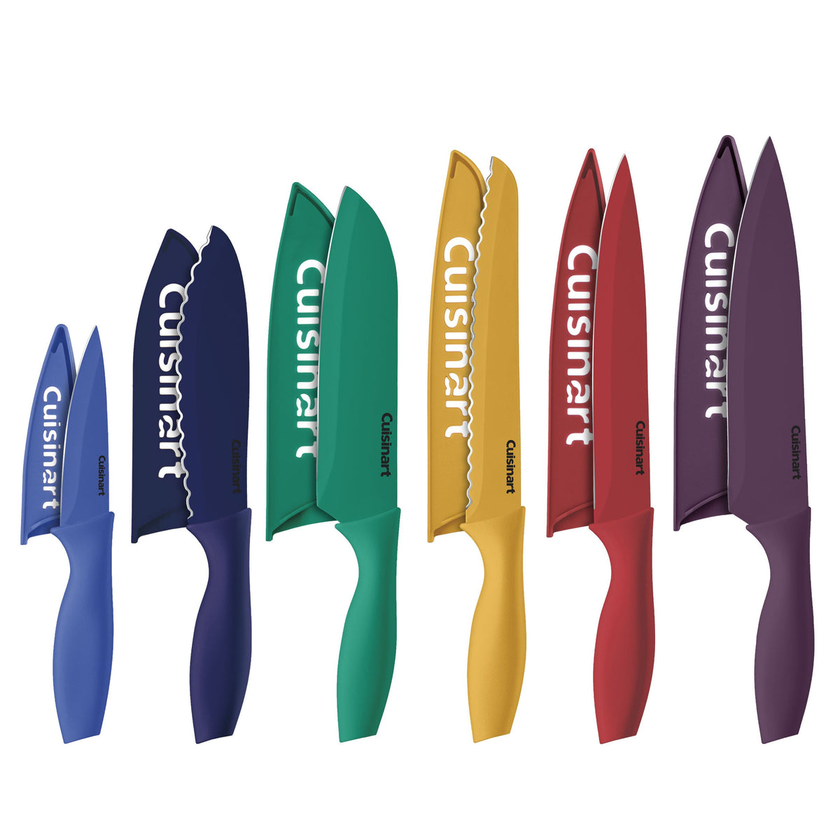 Cuisinart C55-10PCPL Ceramic Coated Knife Set with Blade Guard Sheaths (10- Piece Set) in Pastel Bright's