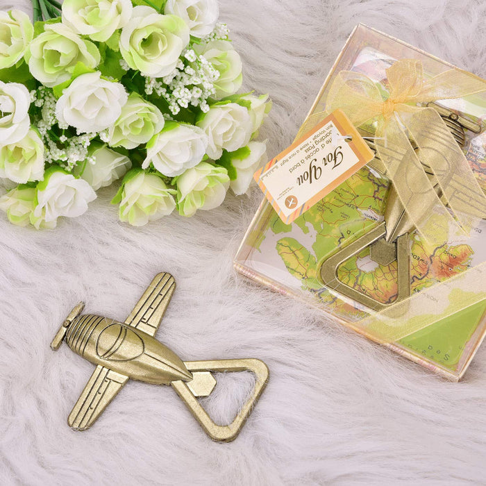 Yuokwer 12 pcs Airplane Beer Bottle Opener for Wedding Party Favor with Exquisite Packaging Wine and Beer Accessories for Wedding