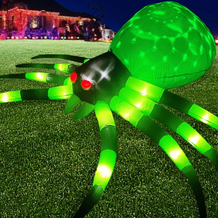 19 Lights) 9 Ft Long Halloween Inflatables Spider Outdoor