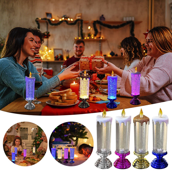 Rechargeable Party Swirling Home Decoration LED Christmas Candles Glitter Flameless Candles Candle Lights 7 Colors Gold