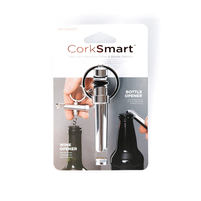 KeySmart CorkSmart - 2-in-1 Keychain Wine Opener and Bottle Opener, the Ultimate Dual Bottle Opener and Wine Bottle Opener