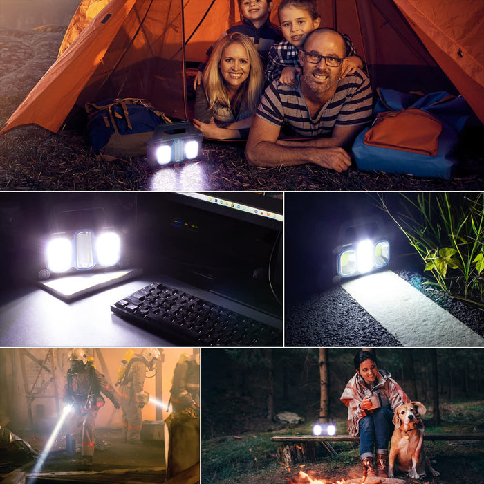 2 Pack Solar USB Rechargeable 3 AA Power Brightest COB LED Camping Lantern  with Magnetic Base, Charging for Android, Waterproof Collapsible Emergency