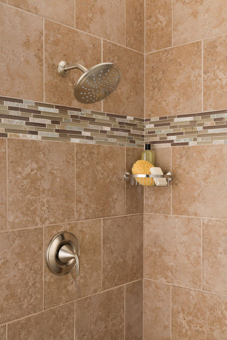 Moen Eva Brushed Nickel Posi-Temp Shower Faucet Trim with Eco-Performance Rainshower Showerhead, Valve Required, T2232EPBN