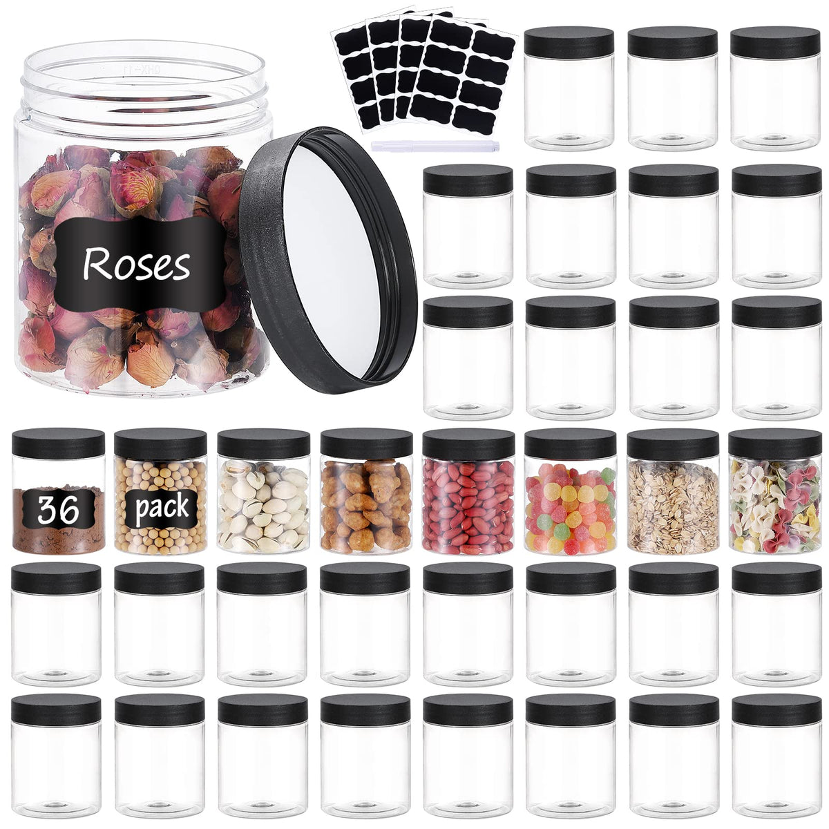 4 oz Plastic Jars with Lids, 12 Pieces Round Clear Plastic Containers with  Inner Liners and Labels, Airtight Wide-Mouth Slime Containers for Slime