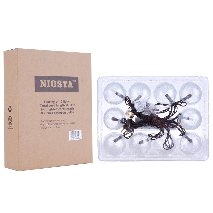Niosta Cracked Glass Ball String Lights: 10 Glass Ornament Lights