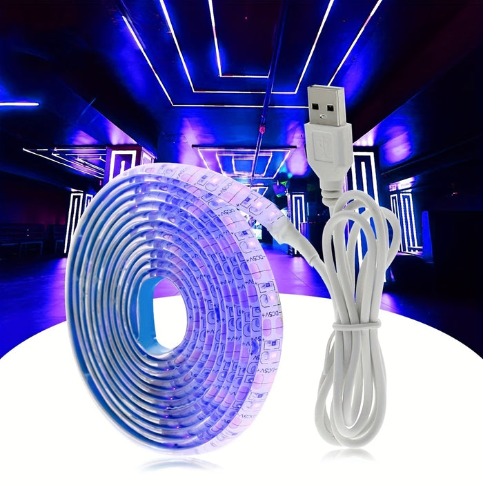 Uniqus Waterproof UV LED Strip Light, Black Light LED Strip 5V USB Powered 6.56ft 120LEDs Waterproof Purple 395-400nm Flexible SMD2835