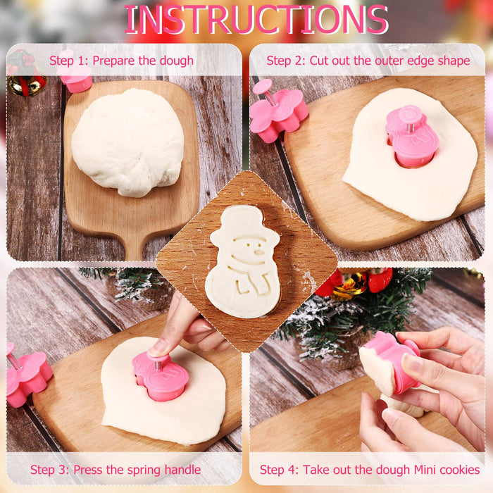 4 Pieces Christmas Cookie Cutters Set - Fondant Stamper, Pastry Cutter, Christmas Tree, Snowman, Gingerbread and Egg Stamper