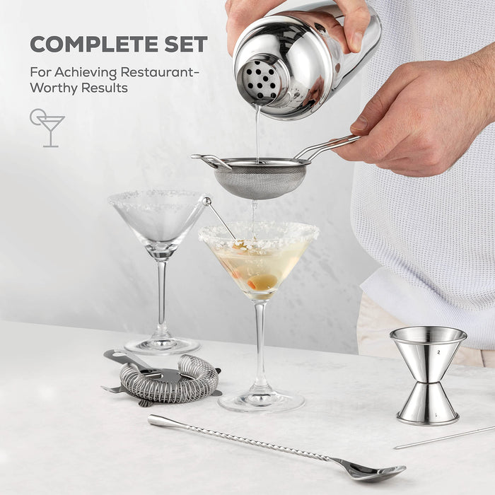10-Piece Cocktail Shaker Set With Travel Bag - Stainless Steel Cocktail Shaker Set Bartenders Kit - Mixology Bartenders Kit