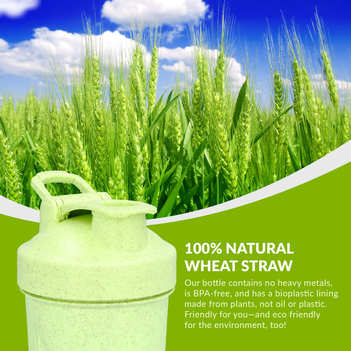 Zero-Waste Shaker Bottle, 20 Oz, BPA Free, Sustainable Wheat Straw