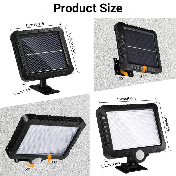 Bellanny Solar Outdoor Flood Light, 6500K 56 LEDs Dusk to Dawn Motion Sensor Light with 16.5ft Cable, IP65 Waterproof Wall Security Light with Separated Solar Panel, for Indoor, Outside, Yard, Garden