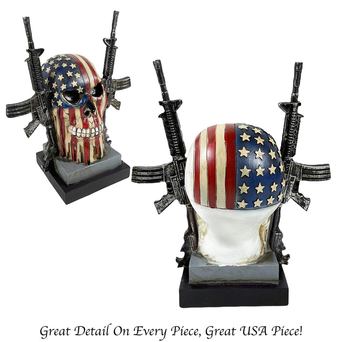 Urbalabs ManCave Punisher USA Flag and Machine Guns Standing Art Hanging Decor 9 Inch Bar Sign Home Patriotic Decor 2nd Amendme