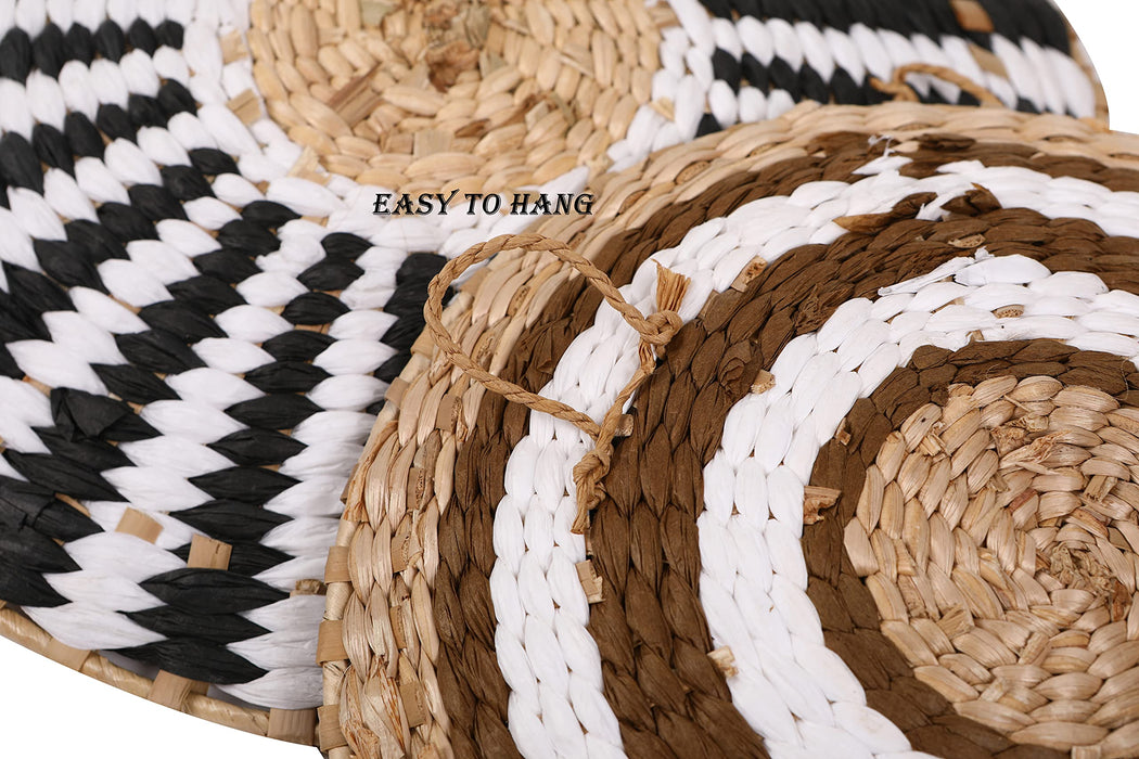 Eabern Wall Hanging Basket Decor,Set of 6 Round Handmade Wicker Woven Wall Baskets,Boho Wall Art Decor Great for Living Room