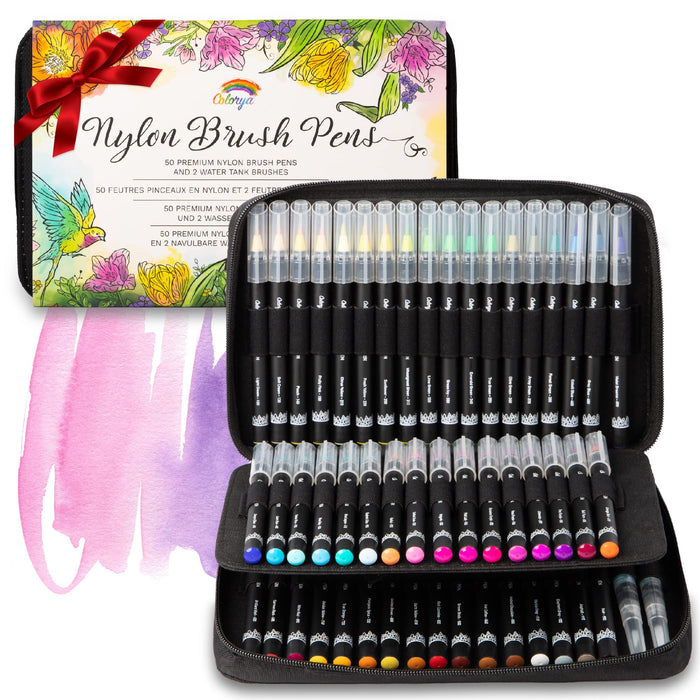 SAIVEN 50 Watercolor Brush Pens, Real Brush Pens, for Artists and
