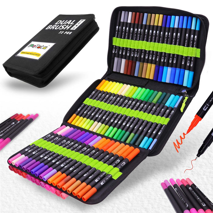 Eglyenlky Dual Brush Pens, Markers For Adult Coloring - 100 Colors Dual Tip  Brush Pens With Fine Tip And Brush Tip For Adult Kid