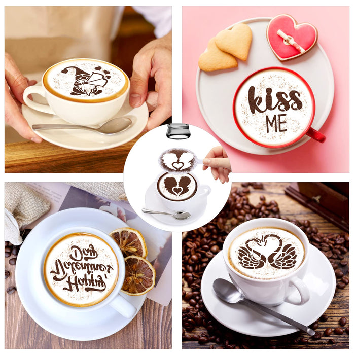 Qpout 30pcs Coffee Stencils Valentines Stencils Baking Templates