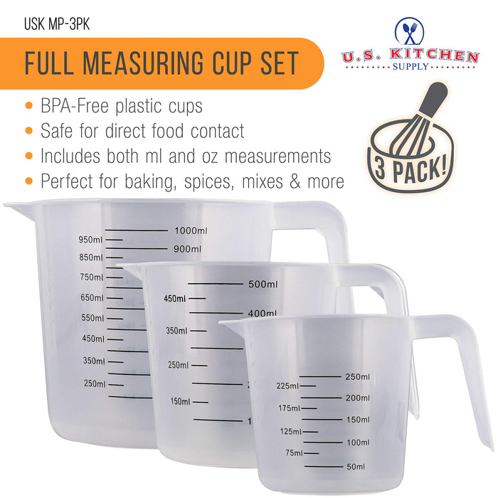 3pcs/set, Measuring Cup, Plastic Liquid Measuring Cups, Kitchen Liquid  Measuring Cups, Large Capacity Cup With Handle, Multifunction Measuring Cup  For