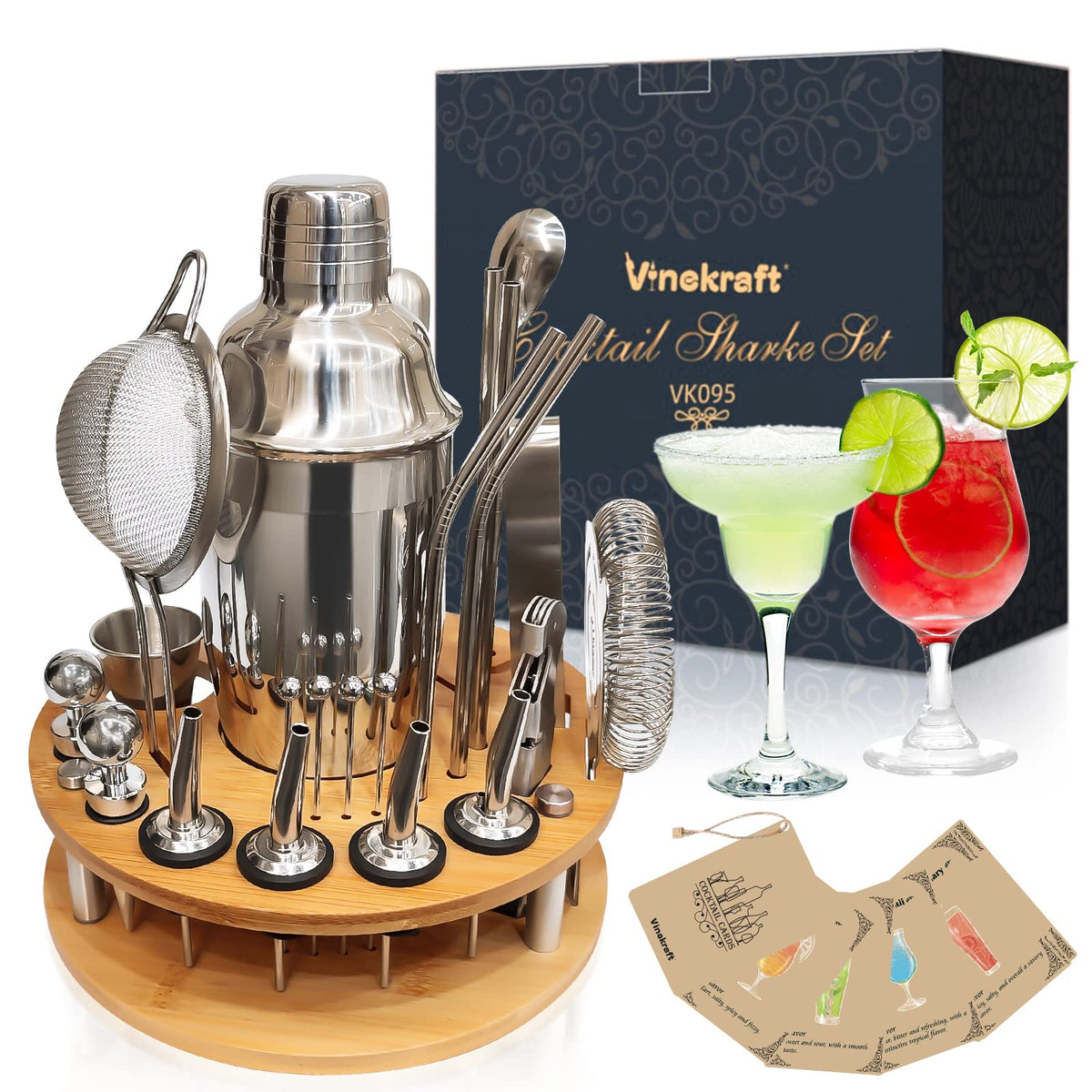 Cocktail Shaker Set with Rotating Stand (K11) 