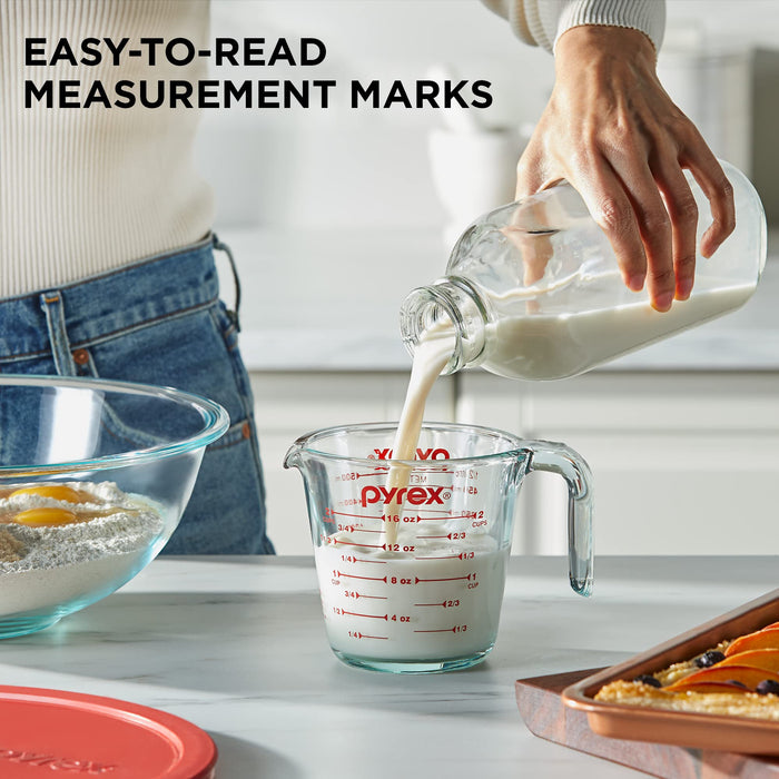 Pyrex 4-Cup Glass Measuring Cup For Baking and Cooking, Dishwasher,  Freezer, Microwave, and Preheated Oven Safe, Essential Kitchen Tools
