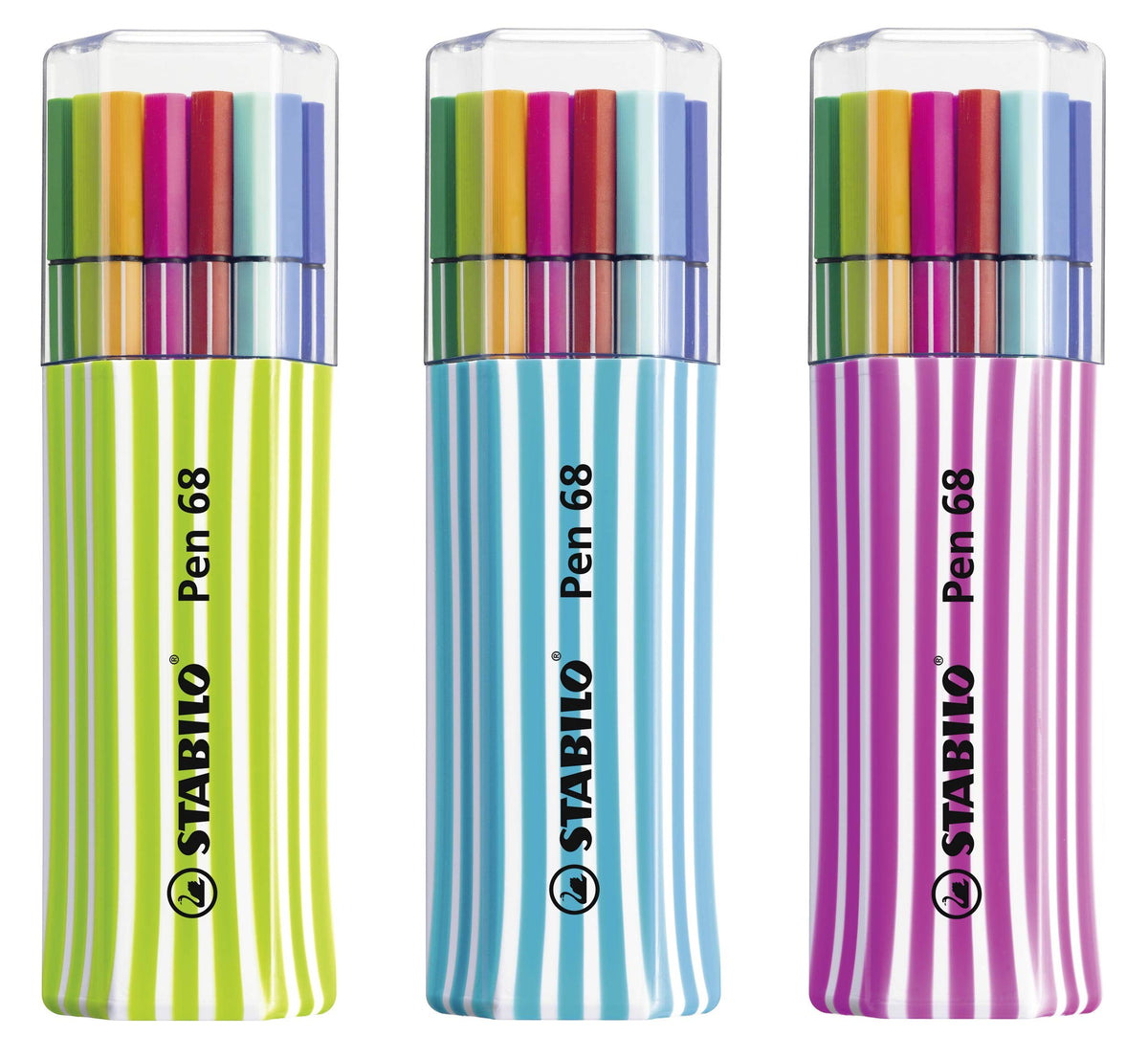 STABILO Premium Fiber-Tip Pen with Brush Tip Pen 68 brush - Tin of 15 -  Assorted Colors