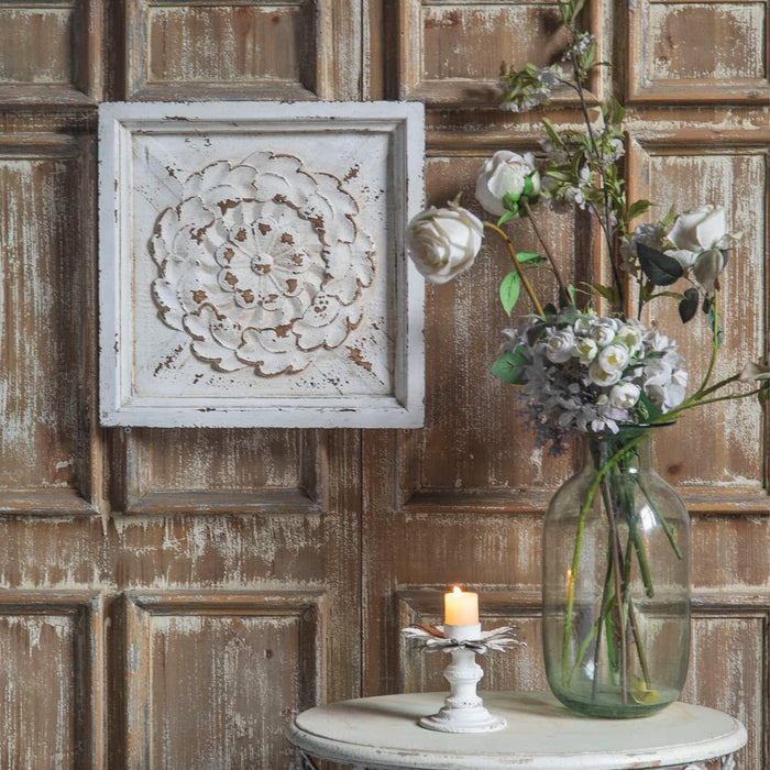Home Decor Rustic Flower Wall Decor, Carved Wood Wall Art, Handcrafted Wooden Wall Art Decor, Shabby Chic Decor for Farmhouse