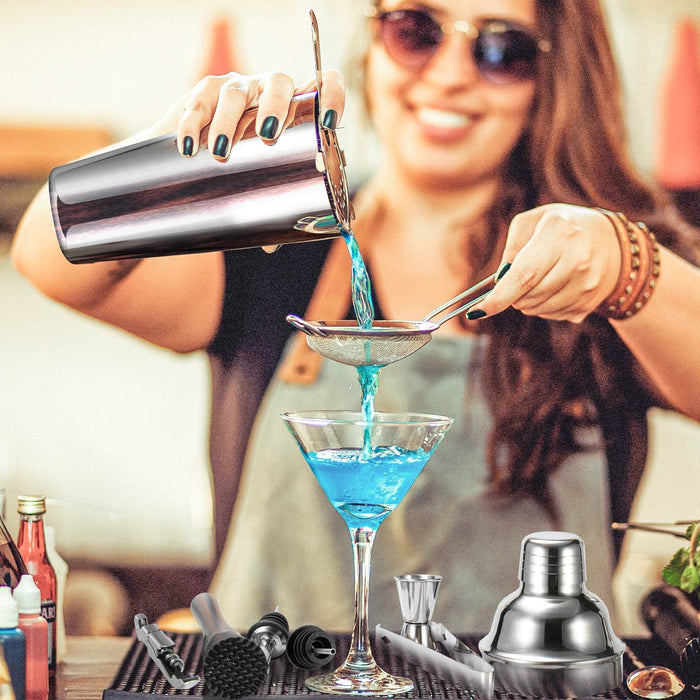 Cocktail Shaker Set, Mixology Bartenders Kit 10-Piece Bar Tool Set with Stylish Bamboo Stand, Bar kit: Matini Shaker Mixing Spoon