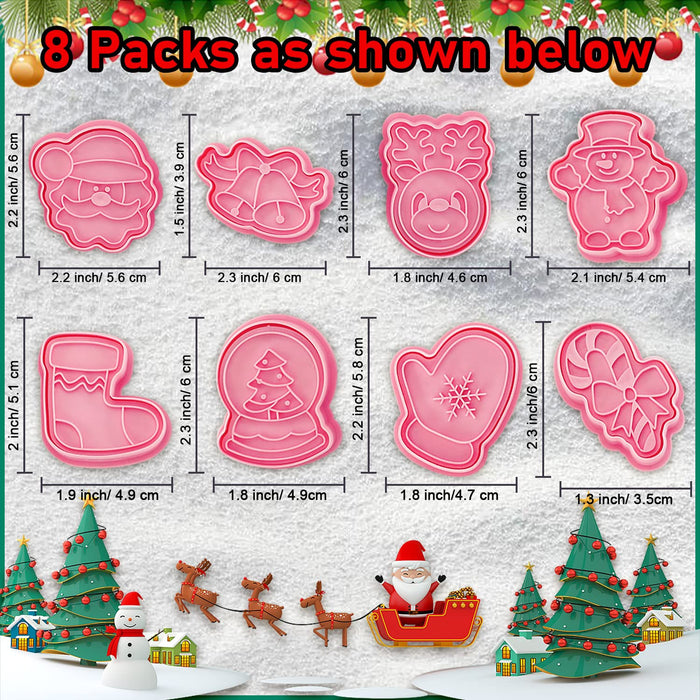 Cerlaza 8 Pcs Christmas Cookie Cutters for Baking, Holiday Cookie Cutters Christmas Shapes Xmas Party Supplies, Snowflake Snowman