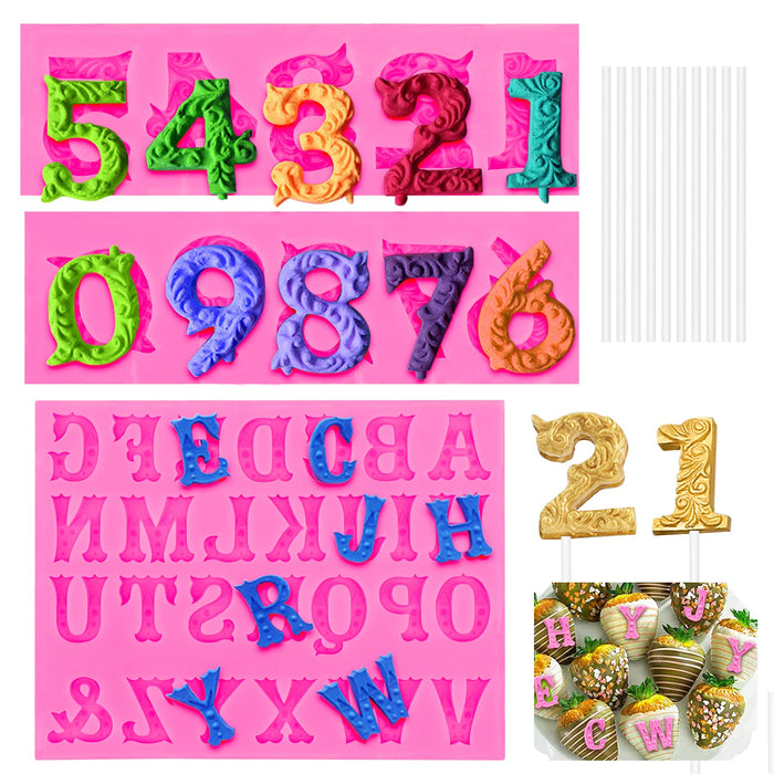 SelfTek Number 0-9 & Alphabet A-Z Silicone Fondant Number/Letter