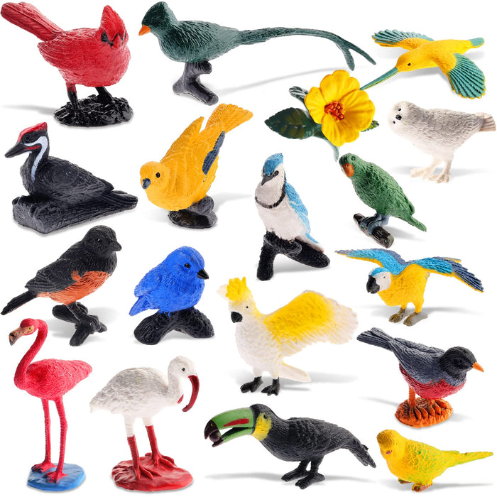 18 Pcs Realistic Bird Animals Figurines Plastic Bird Figures Toy Set, Bird Figurines Home Decor Toy Bird Miniature Birds Decor Owl Flamingo Educational Toy for Cake Toppers, Garden Plant Ornaments