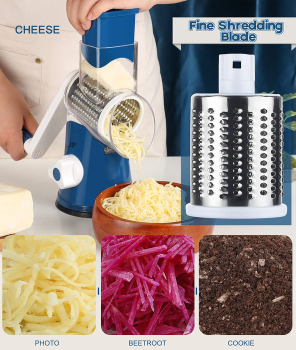  Ourokhome Rotary Cheese Grater Shredder - 3 Drum