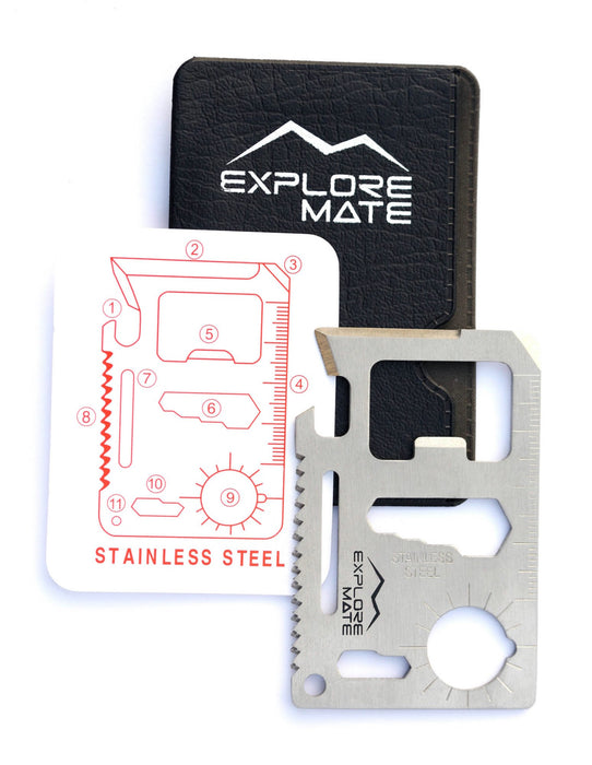 Explore Mate 11 in 1 Survival Card with a Beer Opener - Stainless Steel