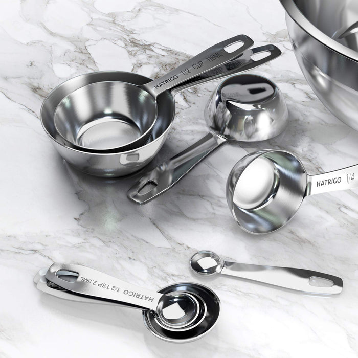 Heavy Duty Professional Stainless Steel Measuring Cups and Spoons
