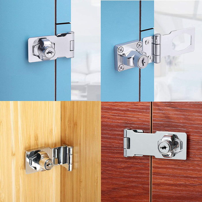 Keyed Hasp Locks Twists Knob Keyed Locking Hasp Locks With Keys And Screws  Thick Door Safety Lock For Cabinet Small Door Cabinet Locks For Adults With