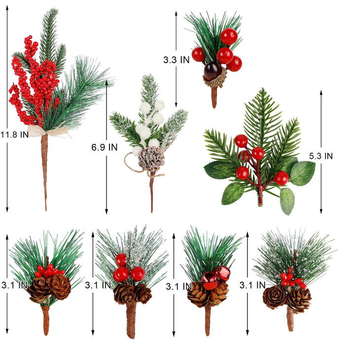 10 Pack Artificial Red Berry Stems Delicate Christmas Holly Berries  Branches Festive Home Fruit Ornaments Xmas Holiday Ornaments